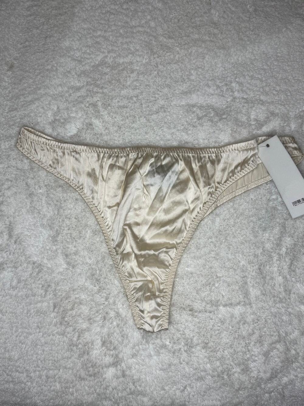 NWOT Wilke-Rodriguez 100% Silk String Bikini Panties Ivory M